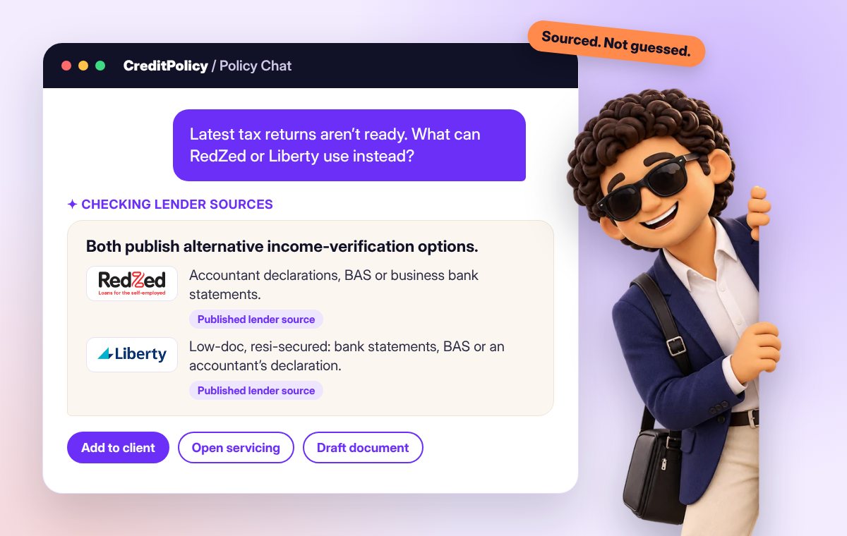Policy Chat answering an income question for RedZed and Liberty